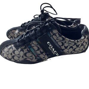 Coach Rosalita Signature Logo Sneakers Black Suede Trim Women's Size 6B